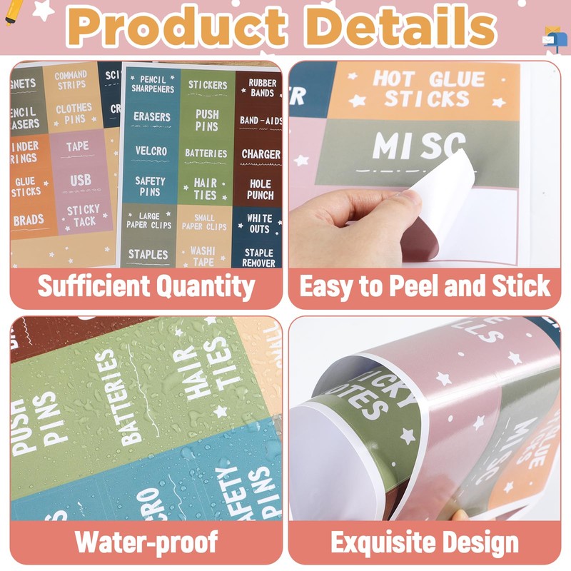 54Pcs Teacher Toolbox Labels Classroom Decoration Self-Adhesive Groovy Toolbox Sticker