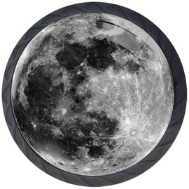 Artinhand 12 Pack Moon Kitchen Cabinet Knobs Round Drawer Pulls Black Dresser Cupboard Door Handles
