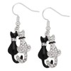 Liavy's Black & White Cat Fashionable Earrings - Sparkling Crystal