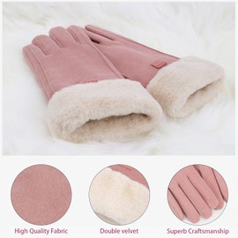ZASFOU Women's Winter Warm Touchscreen Text Gloves with Thermal Fleece Lining, pink, Einheitsgröße