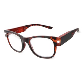 OuShiun USB Rechargeable Reading Glasses with Light Bright LED Readers Blue Light Blocking Eyeglasses for Women Men (Demi, 2.5X)