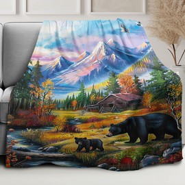 HommomH Black Bear Blanket, Wild Animal Throw Blankets for Couch Sofa Bed, Soft and Lightweight, 50"x60"