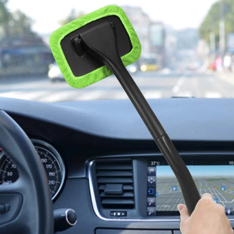 Car Windshield Cleaning Tool, Cleaner with 4 Washable and Black