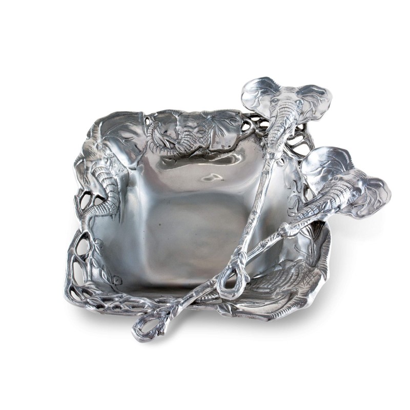 Arthur Court Designs Aluminum Metal Elephant Salad/Fruit Serving Bowl and
