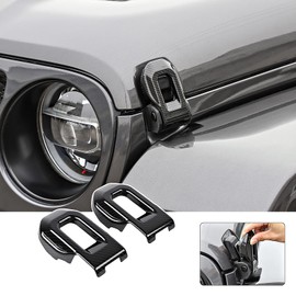 Hoolcar Cubierta de soportes de bloqueo de capó para Jeep Wrangler JL JLU 2018-2021 y Gladiator JT 2020-2021, fibra de carbono