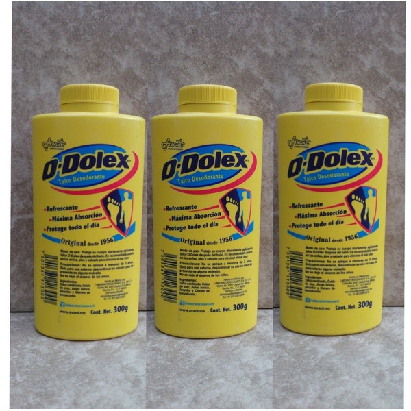 3pack Avant Odolex Yellow Feet & Body Deodorant Talcum Powder 10.58oz, 300g each