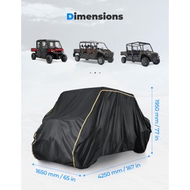 KEMIMOTO UTV Cover 4 Seater 420D Waterproof Large Compatible with Can-Am Defender MAX PRO/Arctic Cat Prowler/Viking/Tracker 800SX, 4-6 Seater Heavy Duty with Reflective Strips Cover