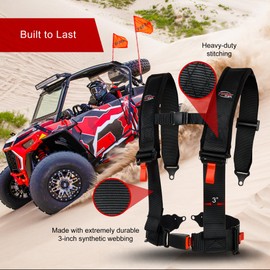 TUSK 4 Point H-Style 3 inch Safety Harness Kit Compatible with 2-Seater Can-Am/Polaris