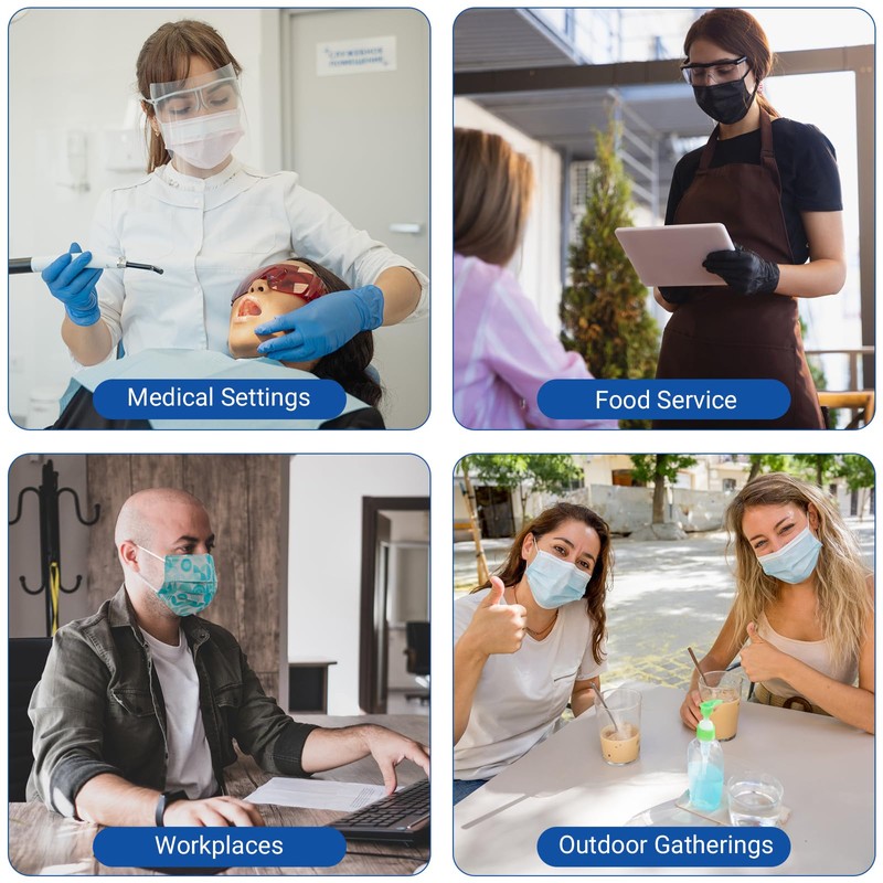 JMU 50 Pack Multicolor Disposable Face Masks, 4-Ply ASTM Level