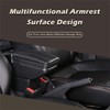 RULLINE Car Armrest Console Storage Box Rotatable Black Leather Center