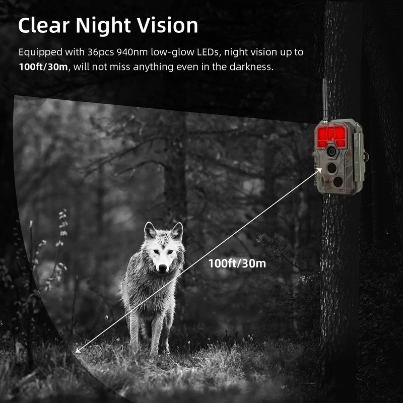 Folgtek WiFi Trail Camera 48MP 1296P, Wildlife Camera with Sound