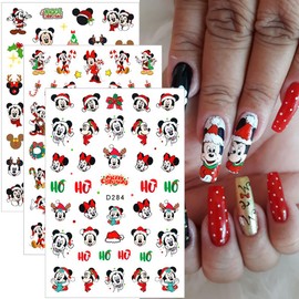 Christmas Nail Art Stickers 3D Nail Decals 8 Sheets Cute Cartoon Nail Stickers Self-Adhesive Kawaii Design Nail Art Supplies Winter Xmas for Women Acrylic Manicure DIY Nail Decoration