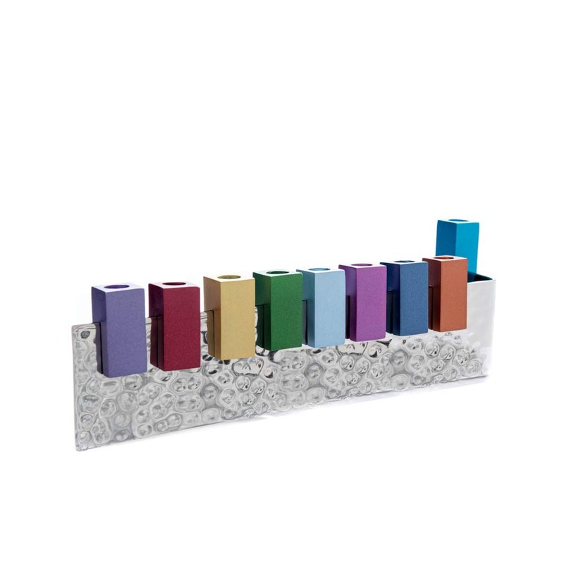 Yair Emanuel Menorah - Base de aluminio anodizado martillado con