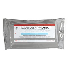 ReadyFlush PROTECT Biodegradable Flushable Wipes with Dimethicone, 8 x 12 Inches, Fragrance-Free, Pack 24