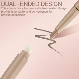 2 Pieces Double-Headed Contour Stick - Cream Bronzer for Face Nose Shaping | Blendable, Matte, Long Lasting, Waterproof | Natural Look with Brush | Lightweight Makeup for Women | Ideal Gift