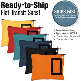 BankSupplies Canvas Interoffice Mailer | 12” W x 9” H | Large Storage Bag | Burgundy | Grommet for Padlock & Zip Tie | 5” W x 3” H Framed Cardholder | Zipper Closure | Bank Bag