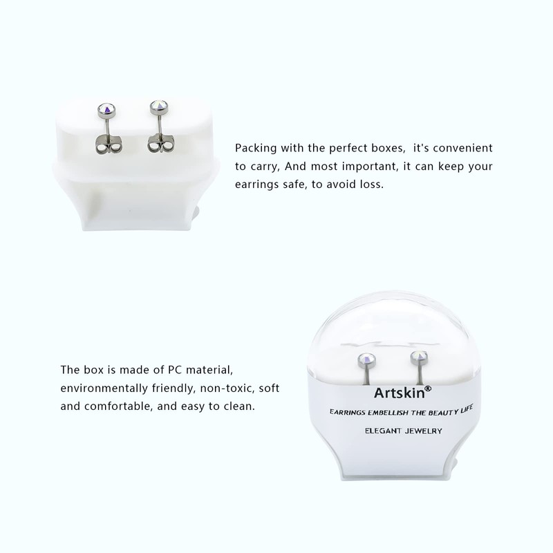 Artskin G23 Titanium Crystal Stud Earrings for Women Men Girls