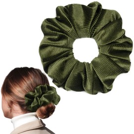 CEELGON Olive Green Big Corduroy Scrunchie 6.5 Inches Jumbo Scrunchies Hair Ties Oversized Ponytail Holder for Thick Curly Hair Extra Large Hair Accessories for Women (Olive Green)