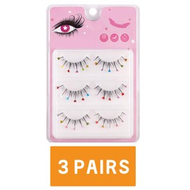 FAIRYGATE Fake Eyelashes with Glue 3 Pairs Colored False Colored Dramatic Lashes Fake Color Extensions Faux Eyelash Cosplay Lash Makeup Artificial Fiber C2325