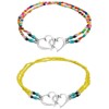RIJXU 2PCS Beaded Anklets for Women with Silver Double Heart