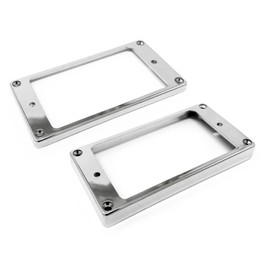 Vintage Forge Chrome Plastic Curved Bottom Humbucker Pickup Mounting Ring Set (Bridge & Neck) compatible with Epiphone Guitars HR1800C-CHR