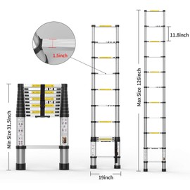 Telescoping Extension Ladder 10.5FT, Aluminum Telescopic Ladders with Carry Bag for Outdoor Indoor Use