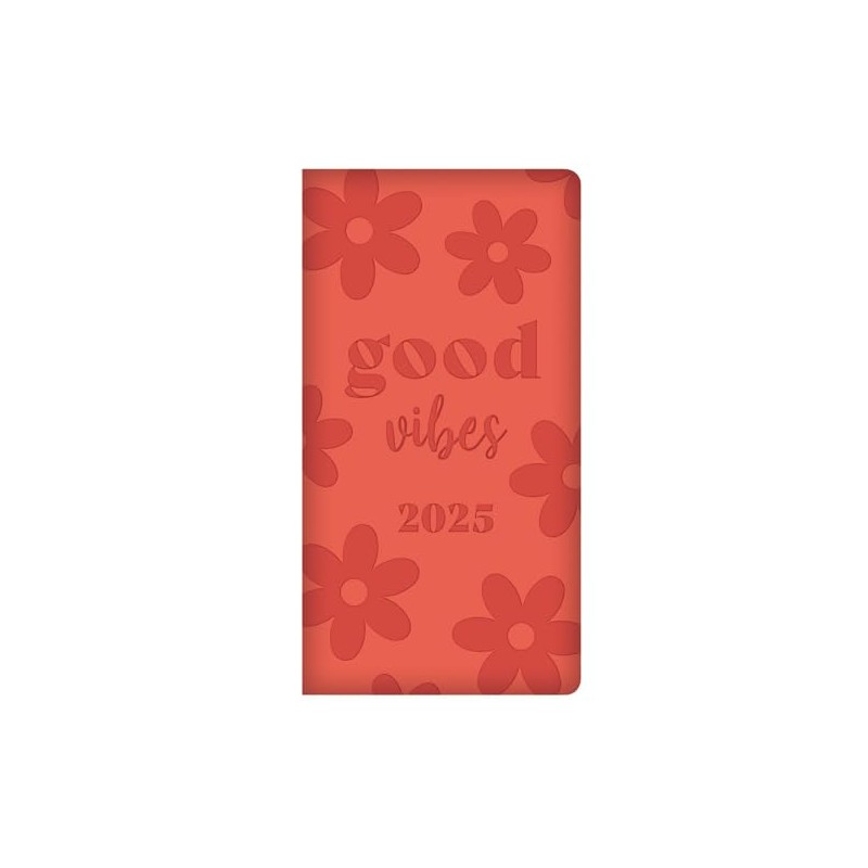 2025 Red Soft Touch Padded Cover Slim Wallet Diary Week