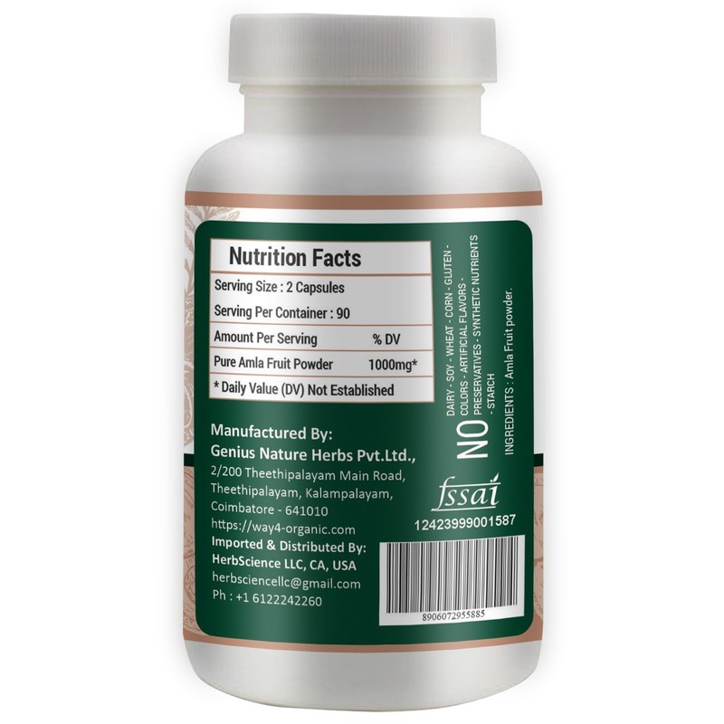 WAY 4 ORGANIC W4O Amla Fruit Extract Capsules - 180