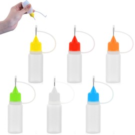 Pack of 6 Needle Bottles, 10 ml Dosing Bottle, Plastic Bottle, Glue Bottle, Empty, Empty Glue Bottle, Precision Bottle with Needle Tip, Needle Tip Applicator Bottle (10 ml)