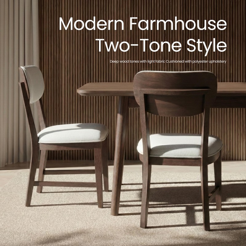 COLAMY Solid Wood Dining Chairs Set of 2, Mid Century