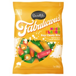Darrell Lea Fabulicious Mixed Flavors Sour Candy Stix, 7 Ounce (Pack of 1) | Soft and Tangy, No Artificial Flavors, Palm Oil Free, Made in Australia, Shareable