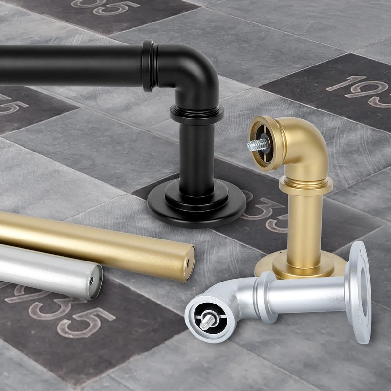 OLV 2 Pack Gold Industrial Curtain Rods for Windows 48
