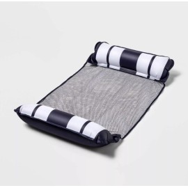 Sun Squad Lot of 2 --- Sun Squad Inflatable Hammock Pool Float - Navy & White