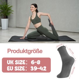 Utensilsto 3 Pairs Pilates Socks Stopper Socks Women 37-42 Non-Slip Yoga Socks Reformer Pilates Socks White Grip Socks for Pilates Barre Ballet Dance Trampoline, Black, Pink, Grey