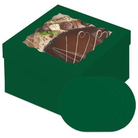Bakepacker 36pcs 12x12x6 Inches Cake Boxes with Window 18-Packs Deep Green Cake Boxes 12 Inch Bakery Boxes (18 Cake Boxes +18 Cake Boards)