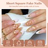 Viugex 24Pcs Press on Nails Medium Almond, Pink White French