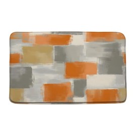 AEMBEE Abstract Bath Mat Orange Gray Oil Painting Ombre Brush Retro Minimalist Vintage Bathroom Mat Rug Memory Foam Doormat，17.8x29.5 Inch