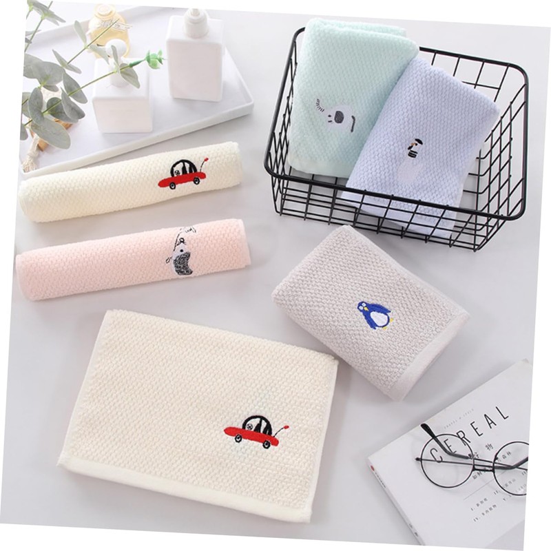 Baluue 5pcs Cotton Face Washing Towels Soft Absorbent Boy Girl