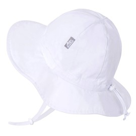 [JAN & JUL] Cotton Floppy Adjustable Sun Hat for Baby Toddler Kids UV Protection, white