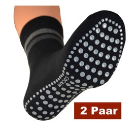 Cocain Pack of 2 or 4 Women's and Men's Socks with ABS Nubs without Rubber Non-Slip Socks, Stopper Socks, Size 35-38 to 47-50, 2 pairs of black, 43 - 46