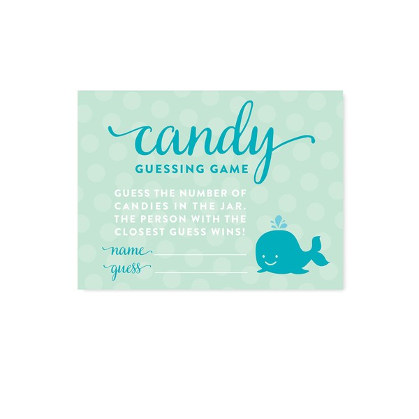 Andaz Press Boy Whale Nautical Baby Shower Collection, Games, Activities, Decorations, Candy Guessing Game Cards, 30-Pack
