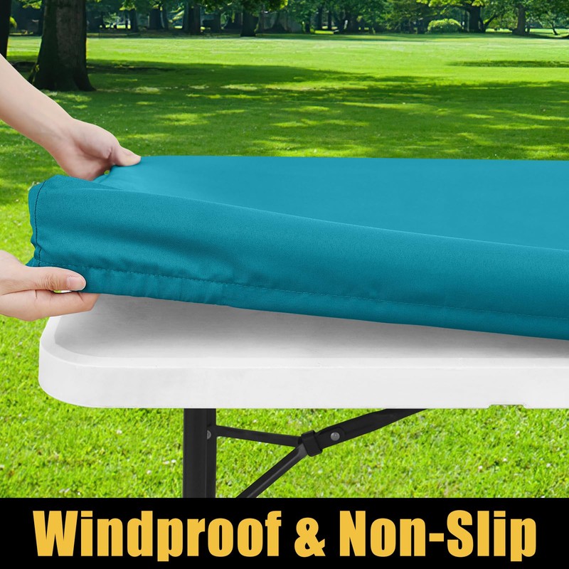 Smiry Rectangle Picnic Table Cloth, Waterproof Elastic Fitted Tablecloths for