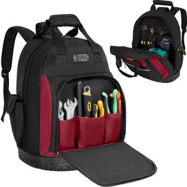 OUUTMEE Tool Backpack, Tools Bag with Multi-Use Pockets, Waterproof Tool Bag with Padded Shoulder, Back, and Waist Straps
