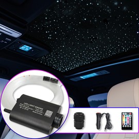 Goldgecko 16W RGBW Fiber Optic Lighting System with Music Rhythm Sync+Wireless Remote+APP Controlled Car/Home Starlights Headliner Kit with 550pcs*0.03in*13.1ft/4m