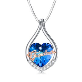 MEIDERBO Grandma Necklace 925 Sterling Silver Crystal Grandma Pendant Necklace Jewelry Gifts for Women