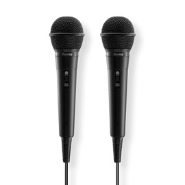Hama Karaoke Dynamic Microphone Jack Cable 2.5 m + Adaptor, On/Off, Set of 2