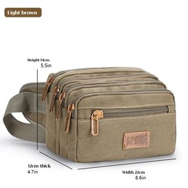 Fanny Pack for Men & Women, Multi-Pockets Zipper ​Pockets Waist Bag, Belt Bag for Running Cycling Travel Walking Hiking Fishing Camping (Brown)