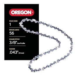 Oregon Chainsaw Chain 3/8" LP Pitch, .043" (1.1 mm) Gauge for 16" (40cm) Bar, 56 Drive Links – Low-kickback Replacement Saw Chain, Fits Greenworks, Makita, Ego, Dewalt and more