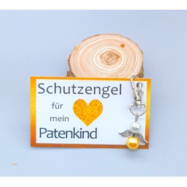 MKISHINE Guardian Angel Keyring Gift for My Godchild - Lucky Charm, Birth, Birthday, Christening Gift, Attention, golden