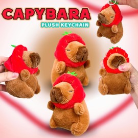 Kawaii Capybara Stuffed Animal, Kawaii Plush Toys Keychain, Mini Plushies for Girls, Boys and Babies, Capybara Stuffed Animals Plushie for Christmas Decorations, Valentine's Day Gifts